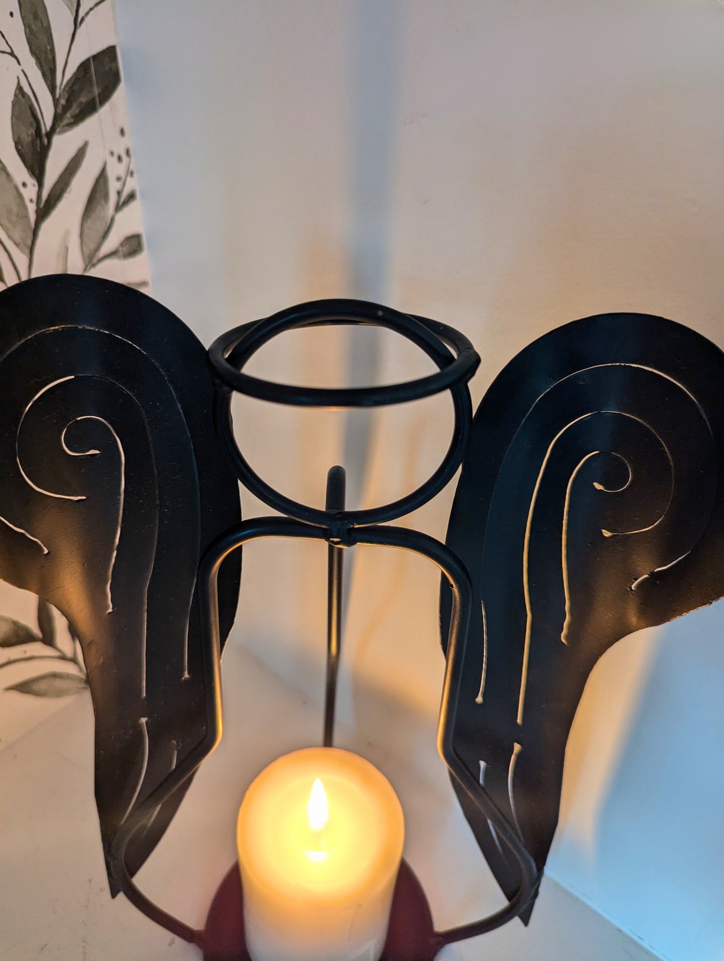 Wrought Iron Angel Sculpture | Forged Steel Candle Holder with Wings | Christmas, Holiday, Religious, and Spiritual Memorial Decor