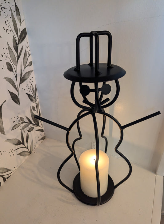 Snowman candle holder - jar candle - wrought iron - amish made