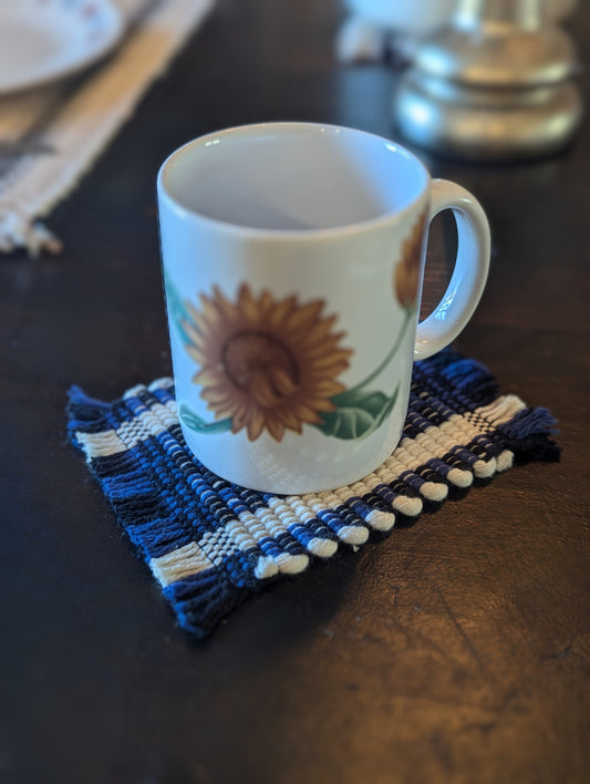 100% Cotton Coaster | Hand-Woven Tassel Edge | Amish Made Square 4x4 | Multi-Colored Natural Fiber Kitchen Decor&cup holder table accessory