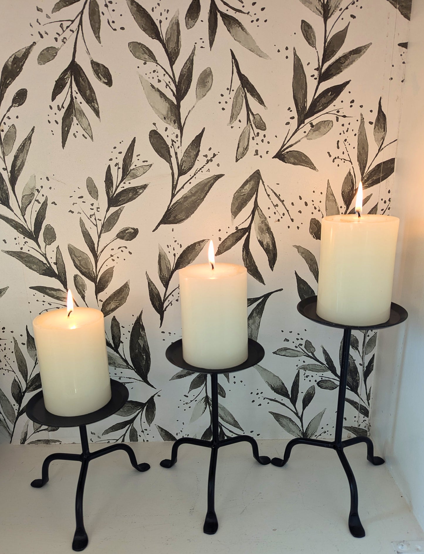 Black Wrought Iron Pillar Candle Stand - small, medium, & large - Amish made