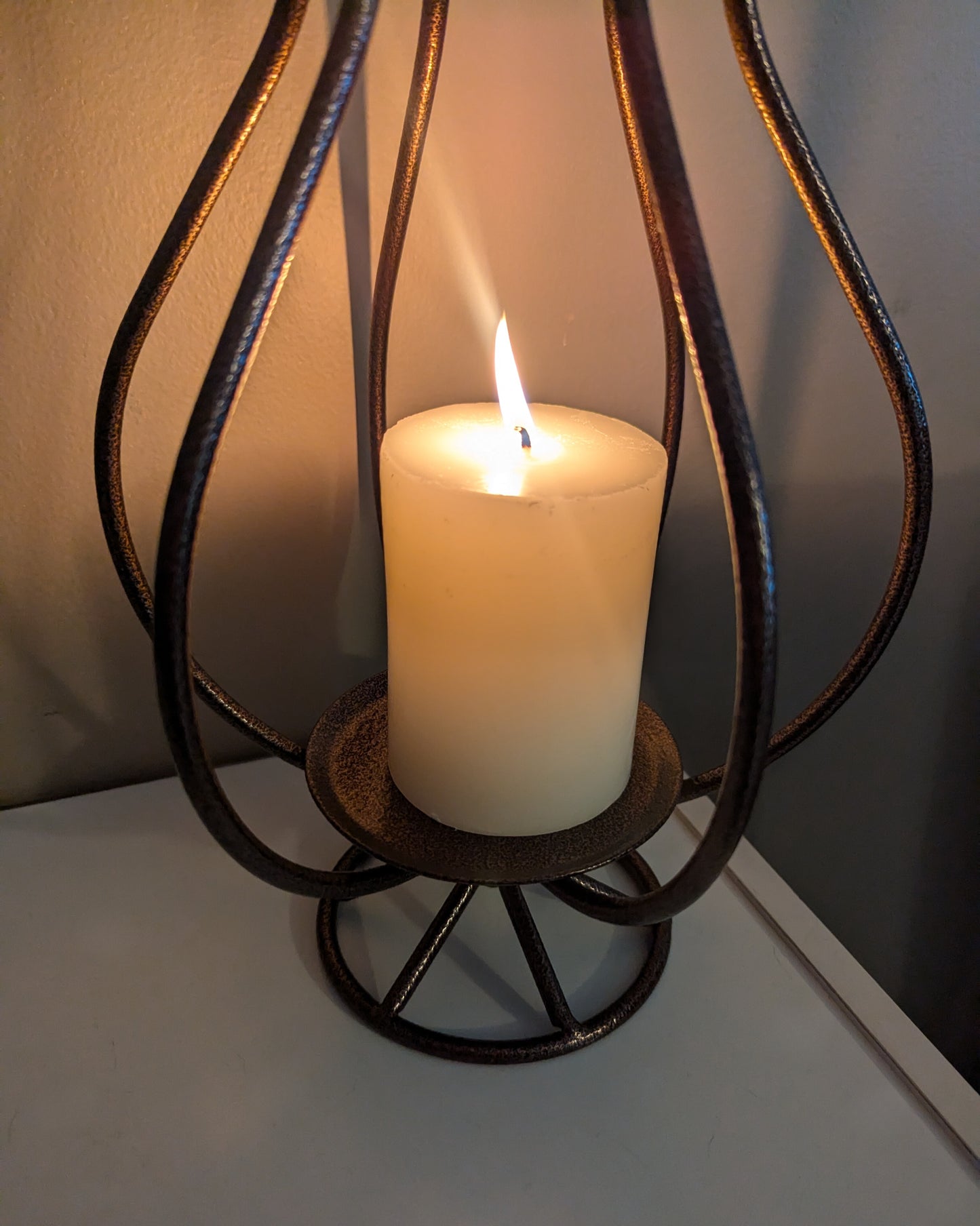 Wrought Iron Lantern Candle Holder, Fits Pillar, 3-Wick, or Jar Candle – Rustic Farmhouse Home Decor, Powder Coated for Outdoors- Amish made