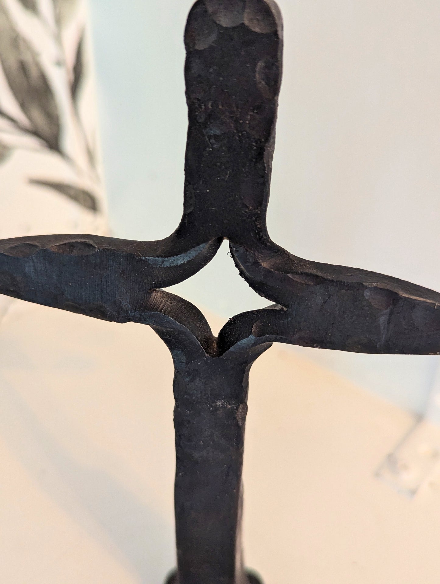 Handcrafted Railroad tie Cross | Amish Blacksmith Forged Steel Religious Decor | Rustic Easter, Palm Sunday, and Church Decorations