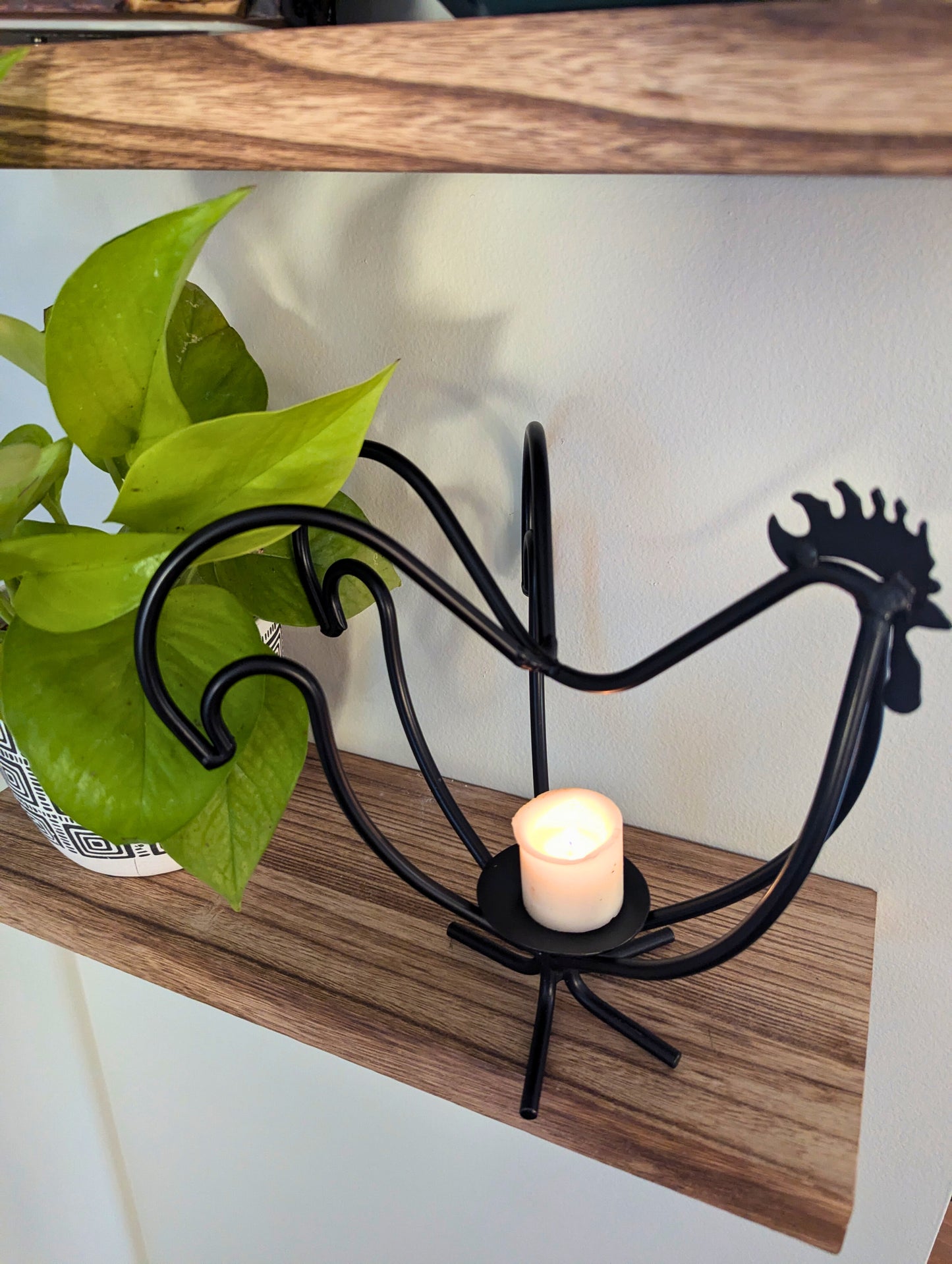 Wrought Iron Rooster Candle Holder - Small and Large- Amish Handmade