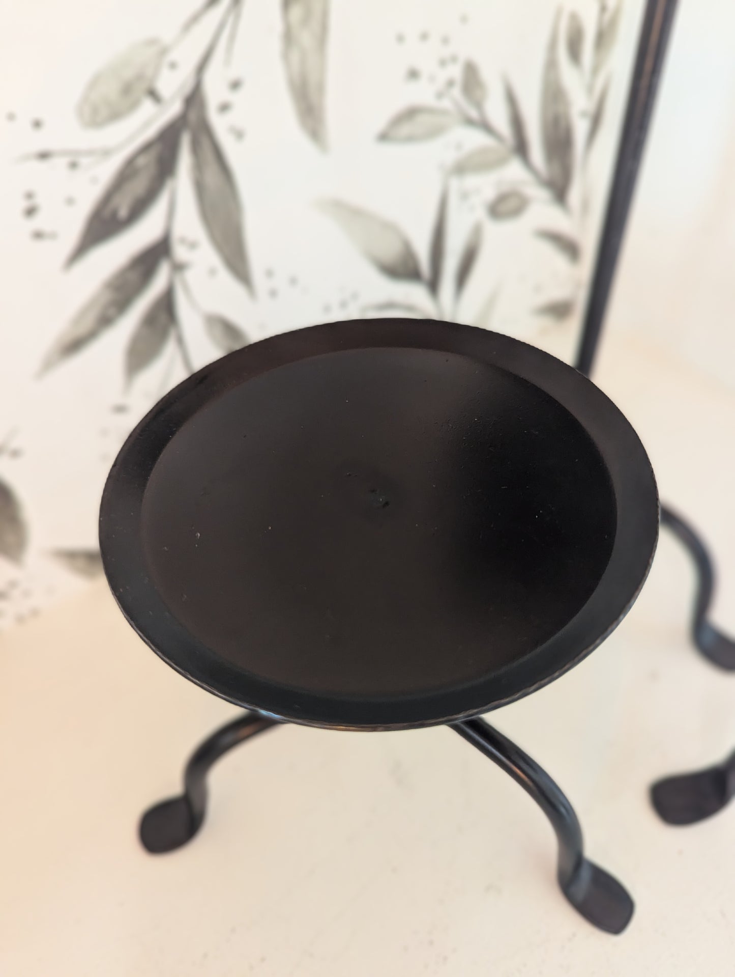 Black Wrought Iron Pillar Candle Stand - small, medium, & large - Amish made