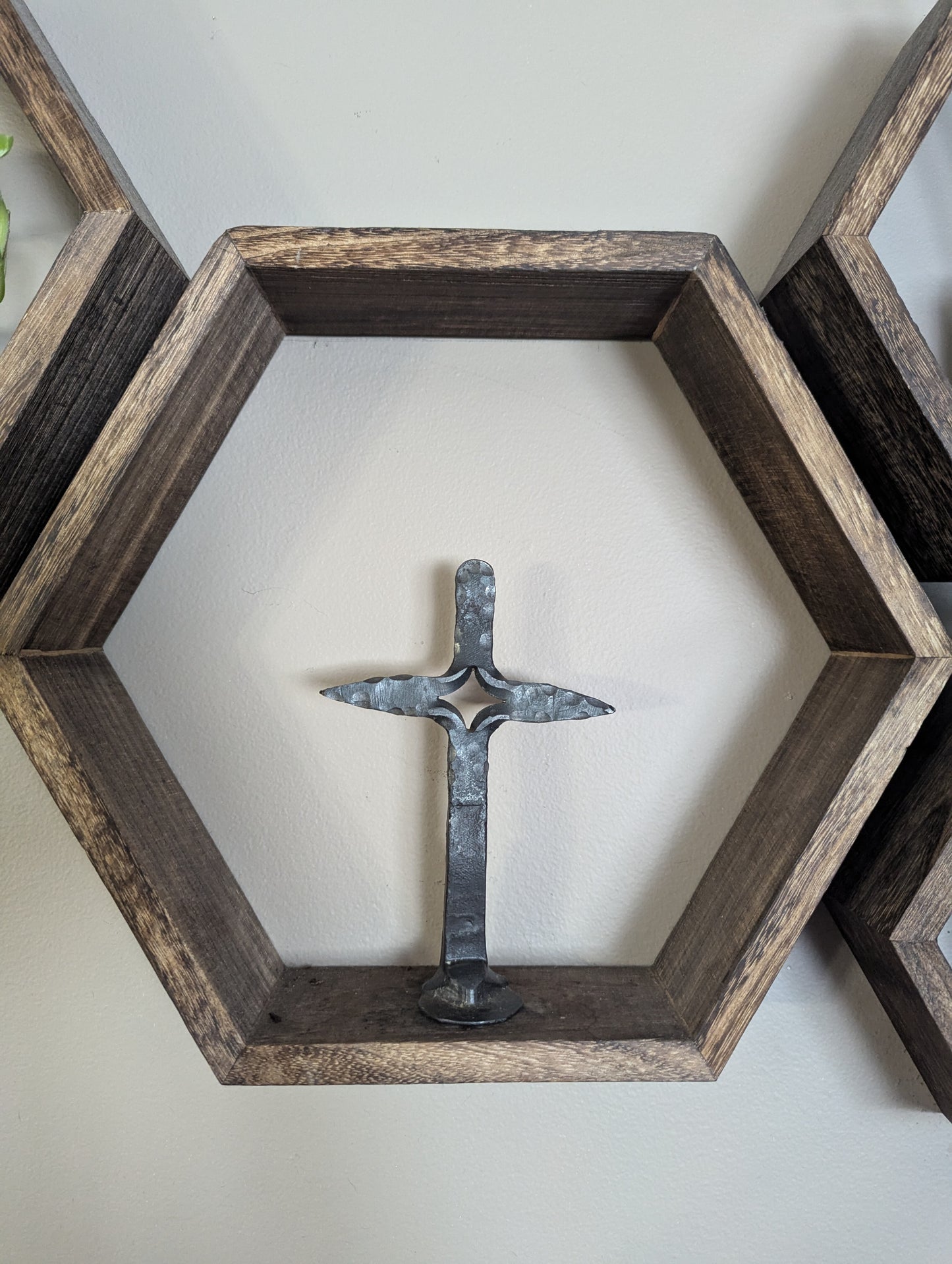 Handcrafted Railroad tie Cross | Amish Blacksmith Forged Steel Religious Decor | Rustic Easter, Palm Sunday, and Church Decorations