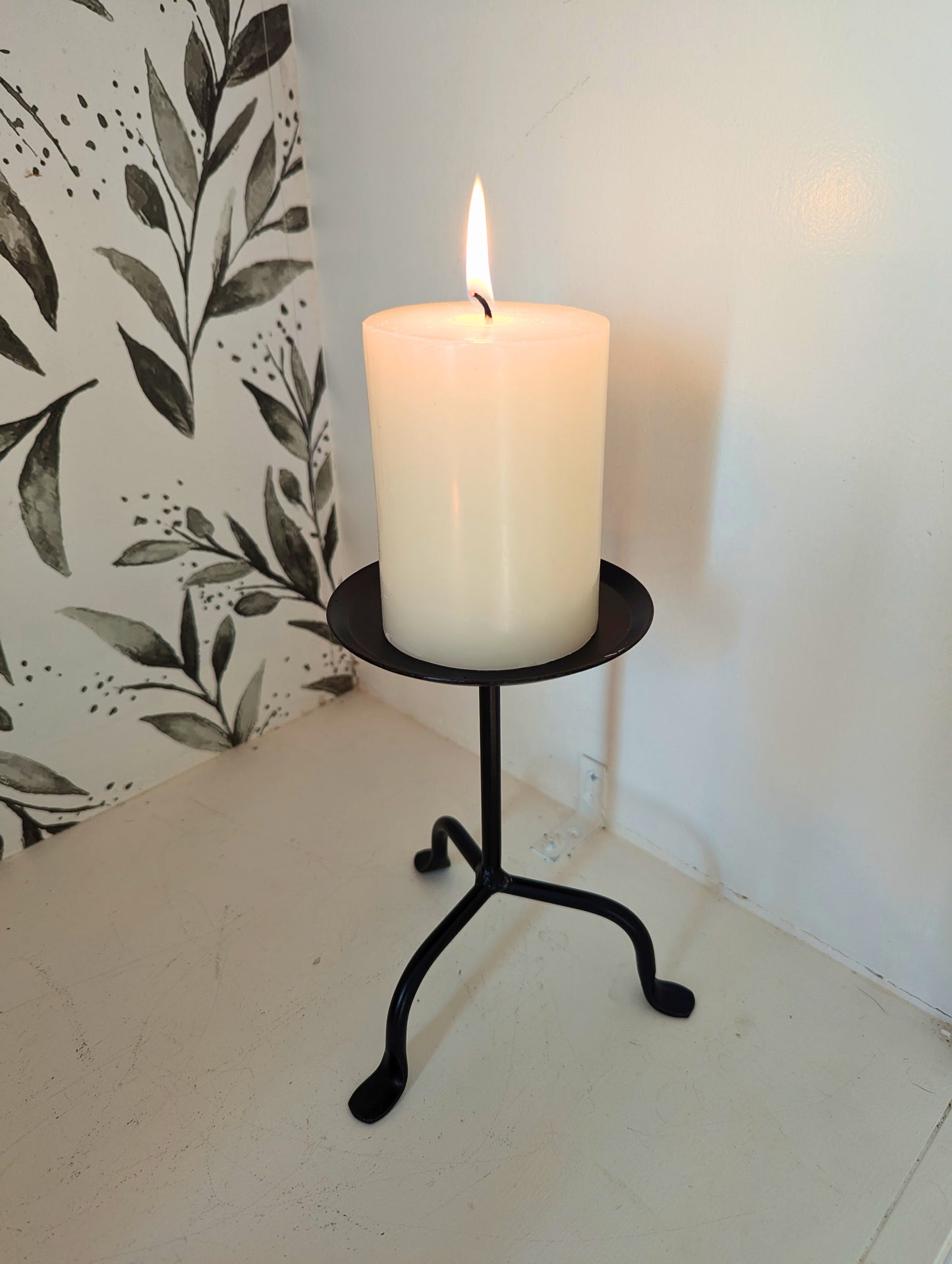 Black Wrought Iron Pillar Candle Stand - small, medium, & large - Amish made