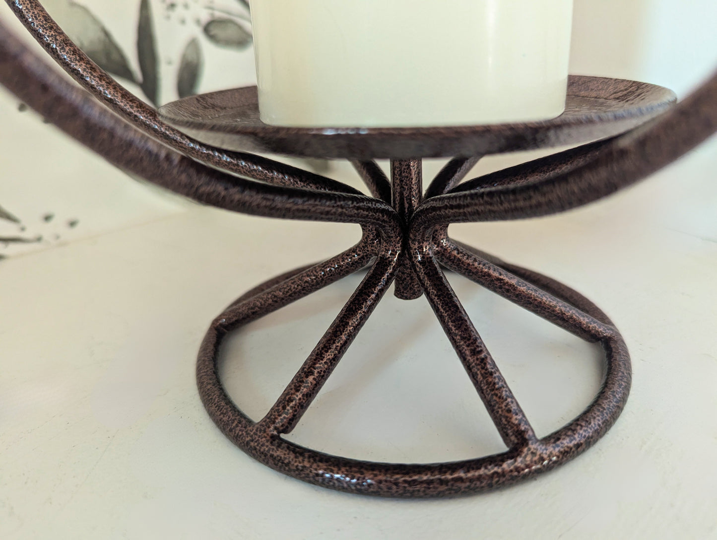 Wrought Iron Lantern Candle Holder, Fits Pillar, 3-Wick, or Jar Candle – Rustic Farmhouse Home Decor, Powder Coated for Outdoors- Amish made