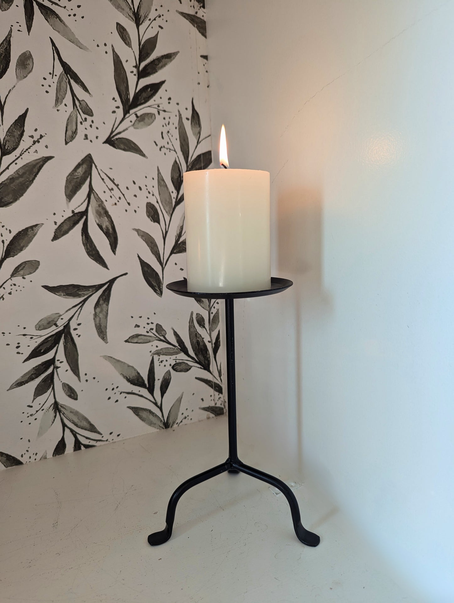 Black Wrought Iron Pillar Candle Stand - small, medium, & large - Amish made