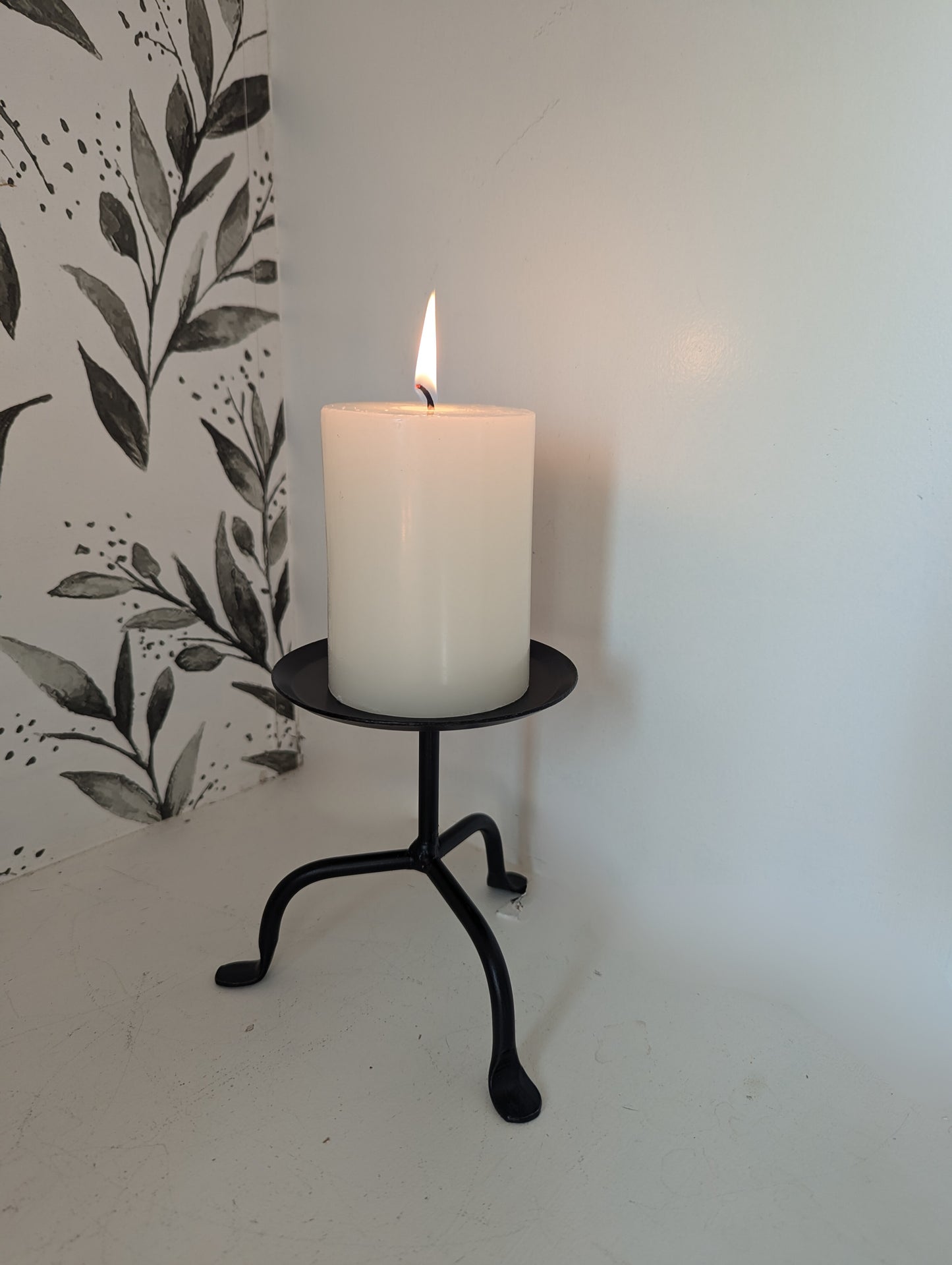 Black Wrought Iron Pillar Candle Stand - small, medium, & large - Amish made