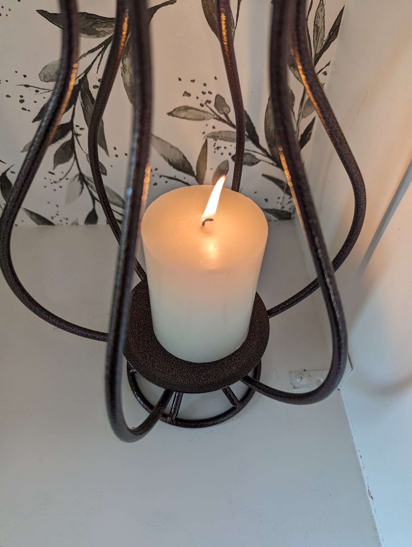 Wrought Iron Lantern Candle Holder, Fits Pillar, 3-Wick, or Jar Candle – Rustic Farmhouse Home Decor, Powder Coated for Outdoors- Amish made