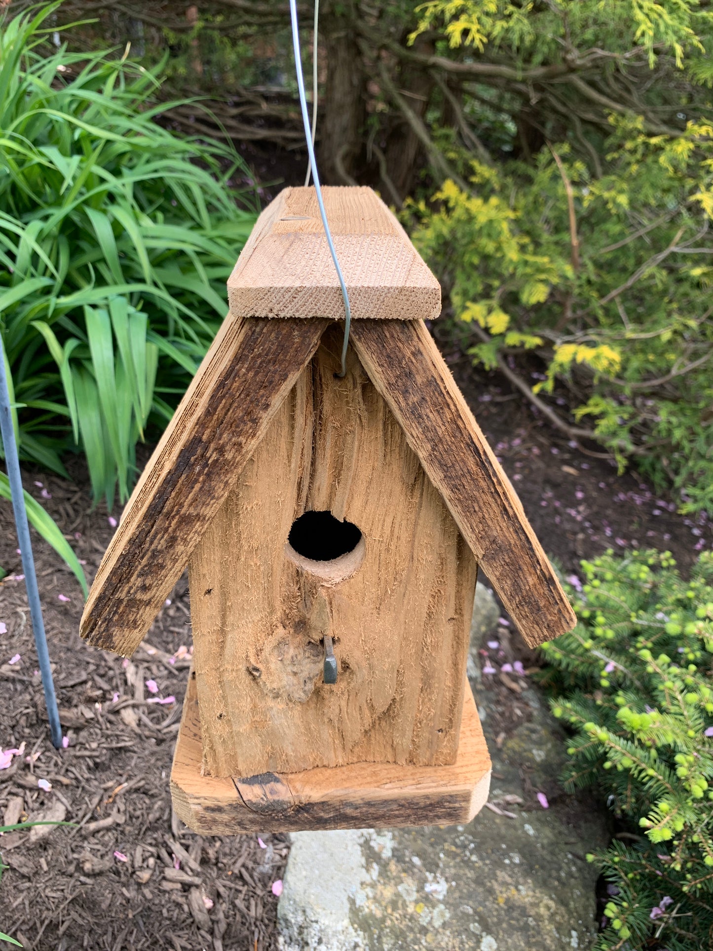 Rustic Hanging Wren Birdhouse Handmade Weather Resistant