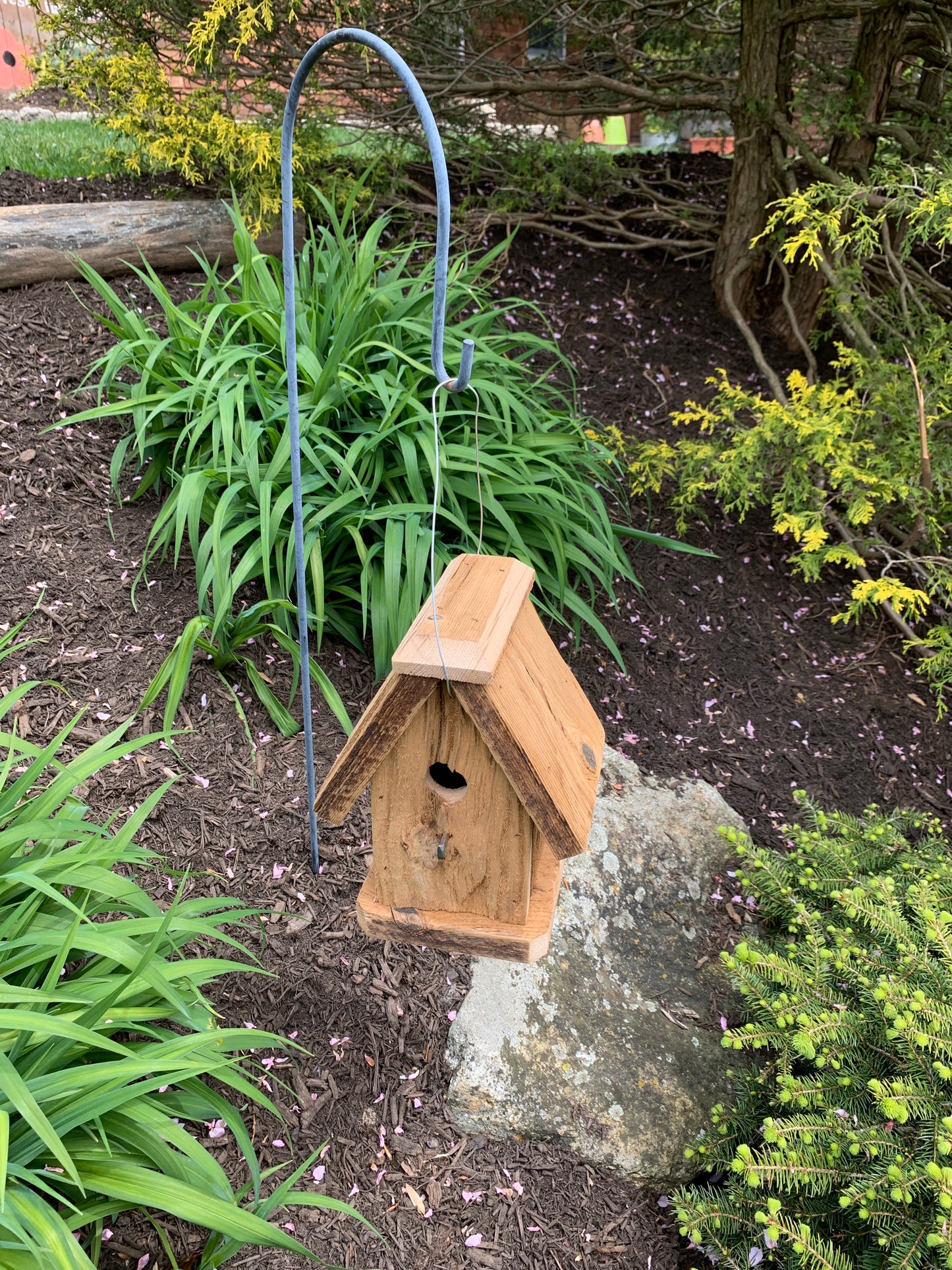 Rustic Hanging Wren Birdhouse Handmade Weather Resistant