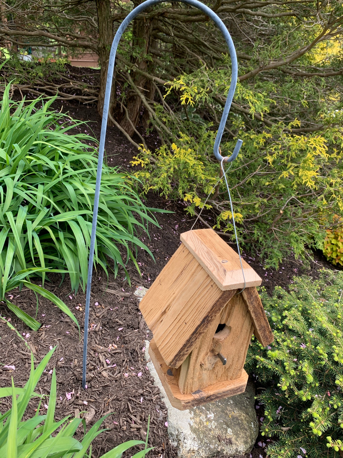 Rustic Hanging Wren Birdhouse Handmade Weather Resistant
