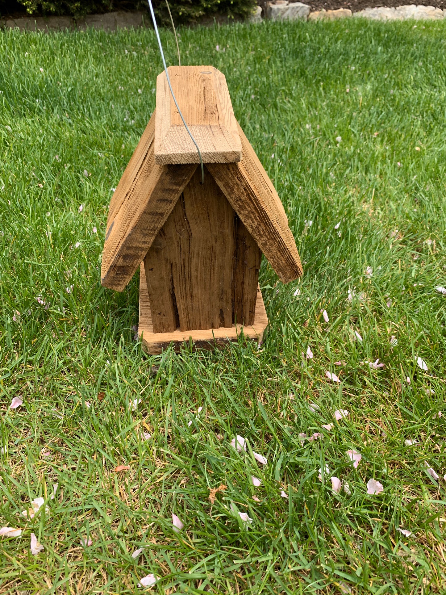 Rustic Hanging Wren Birdhouse Handmade Weather Resistant