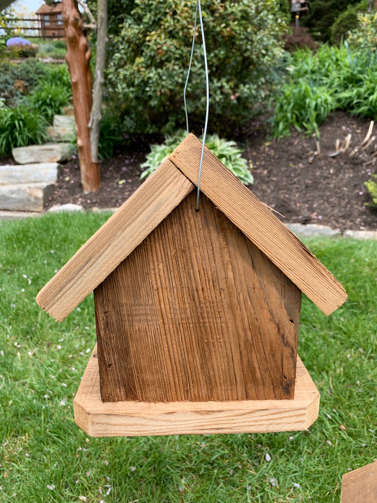 Rustic Hanging Condo Birdhouse Handmade Weather Resistant Double
