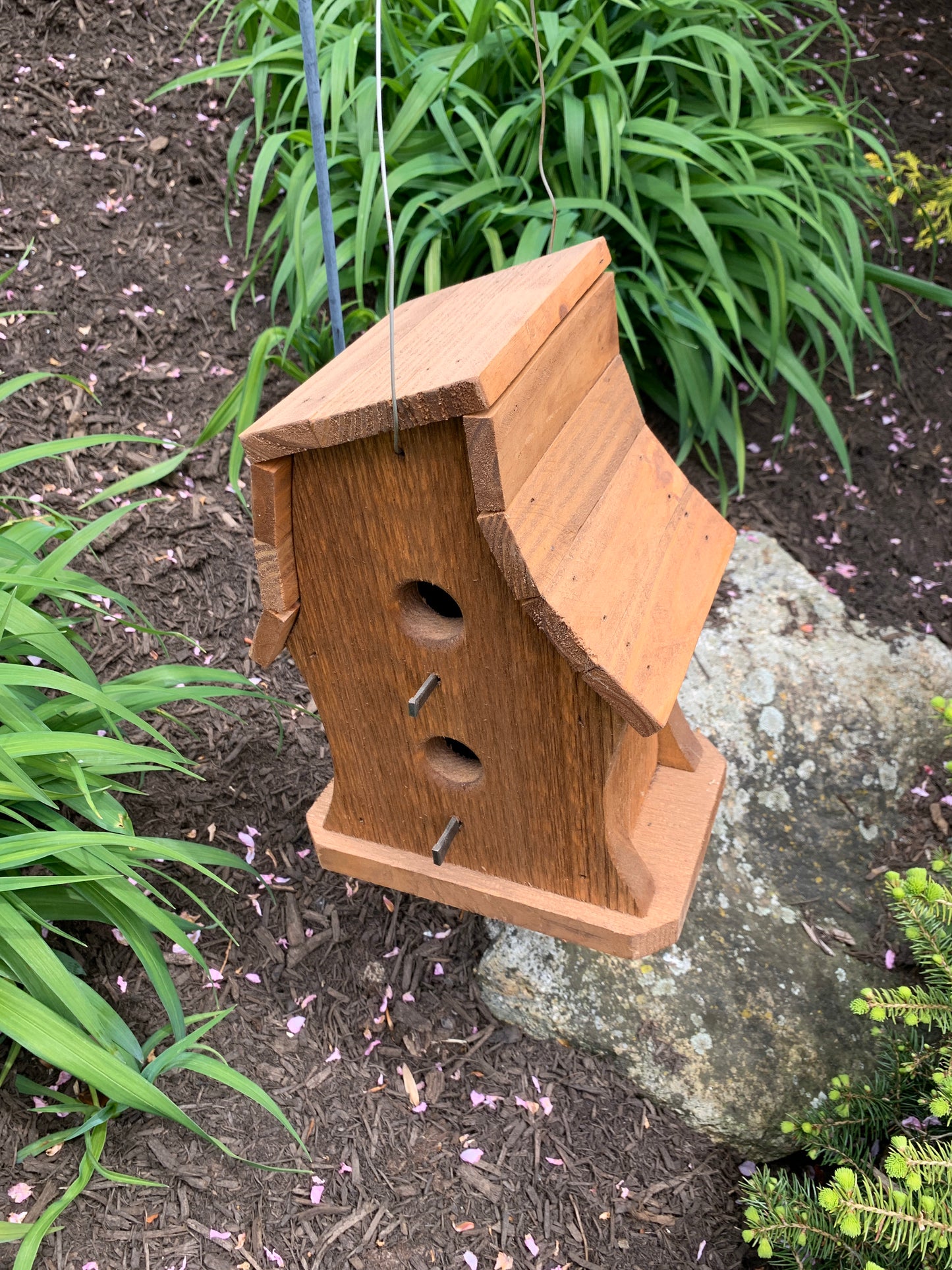 Rustic Hanging Birdhouse Handmade Weather Resistant Twister 2 hole