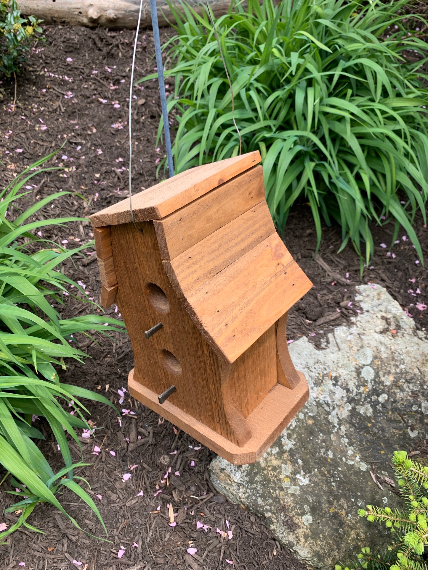 Rustic Hanging Birdhouse Handmade Weather Resistant Twister 2 hole
