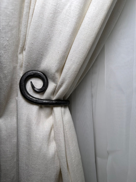 Hand-Forged Steel Curtain Tie Backs (Set of 2) 3 styles | Amish Blacksmith Made | Rustic Farm Style