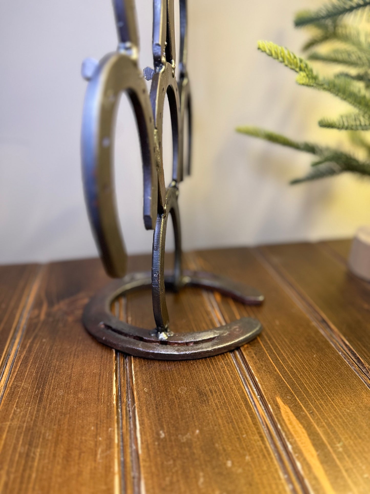 Hand-Forged Steel Christmas Tree by Amish Blacksmith - Horseshoe Accent, Rustic Charm for Farm, Ranch, Barn, or Homestead Holiday Decor