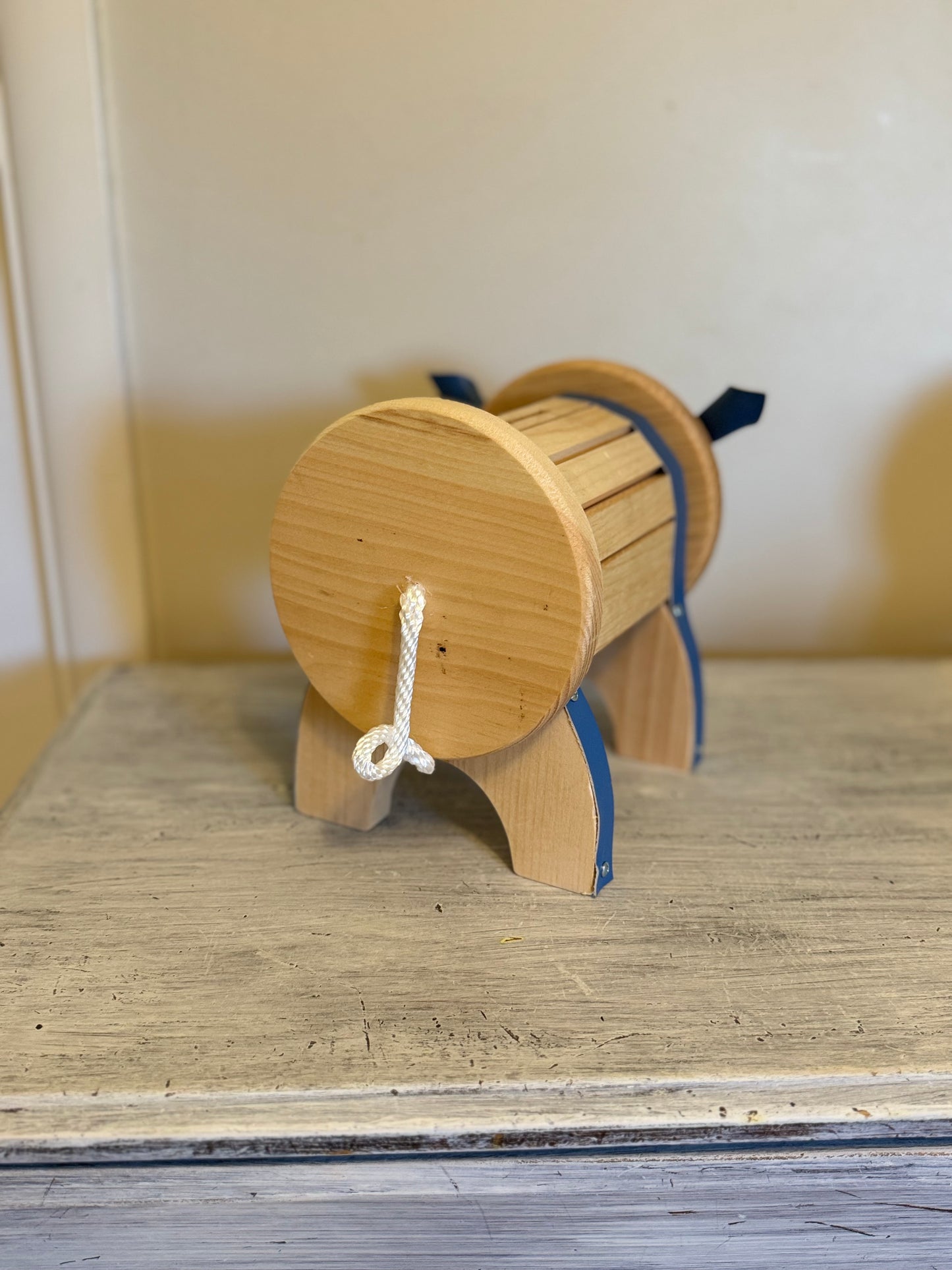 Child's Piggy Bank–Pink or Blue, Natural Wood & Leather – Baby Shower Gift, Nursery Decor, First Birthday, Christmas Gift, Child's Birthday