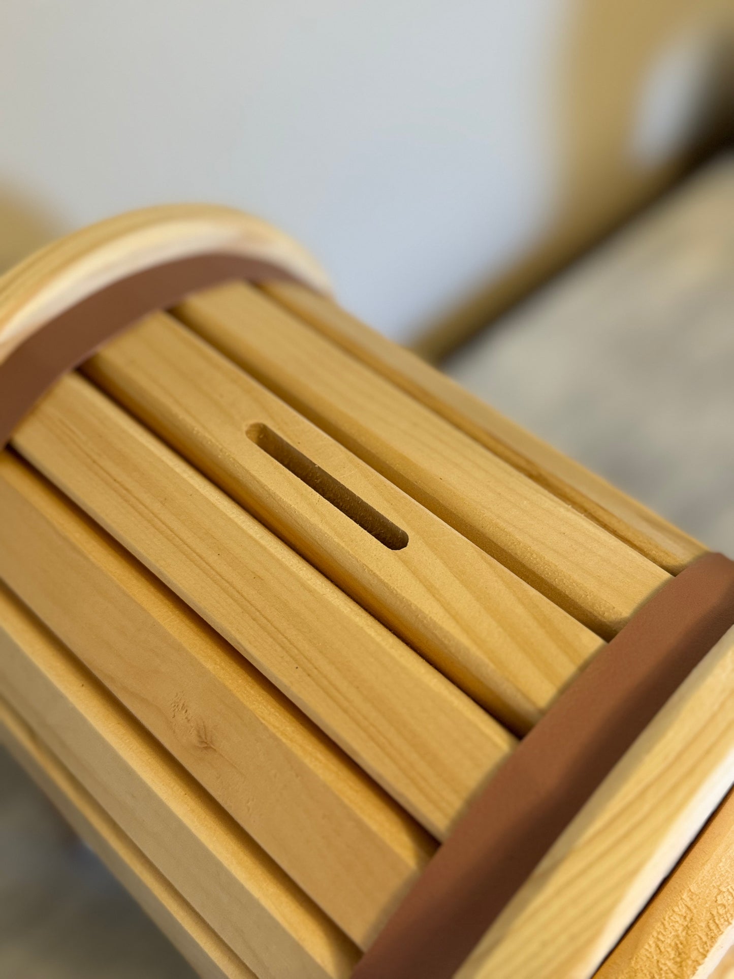 Child's Piggy Bank–Pink or Blue, Natural Wood & Leather – Baby Shower Gift, Nursery Decor, First Birthday, Christmas Gift, Child's Birthday