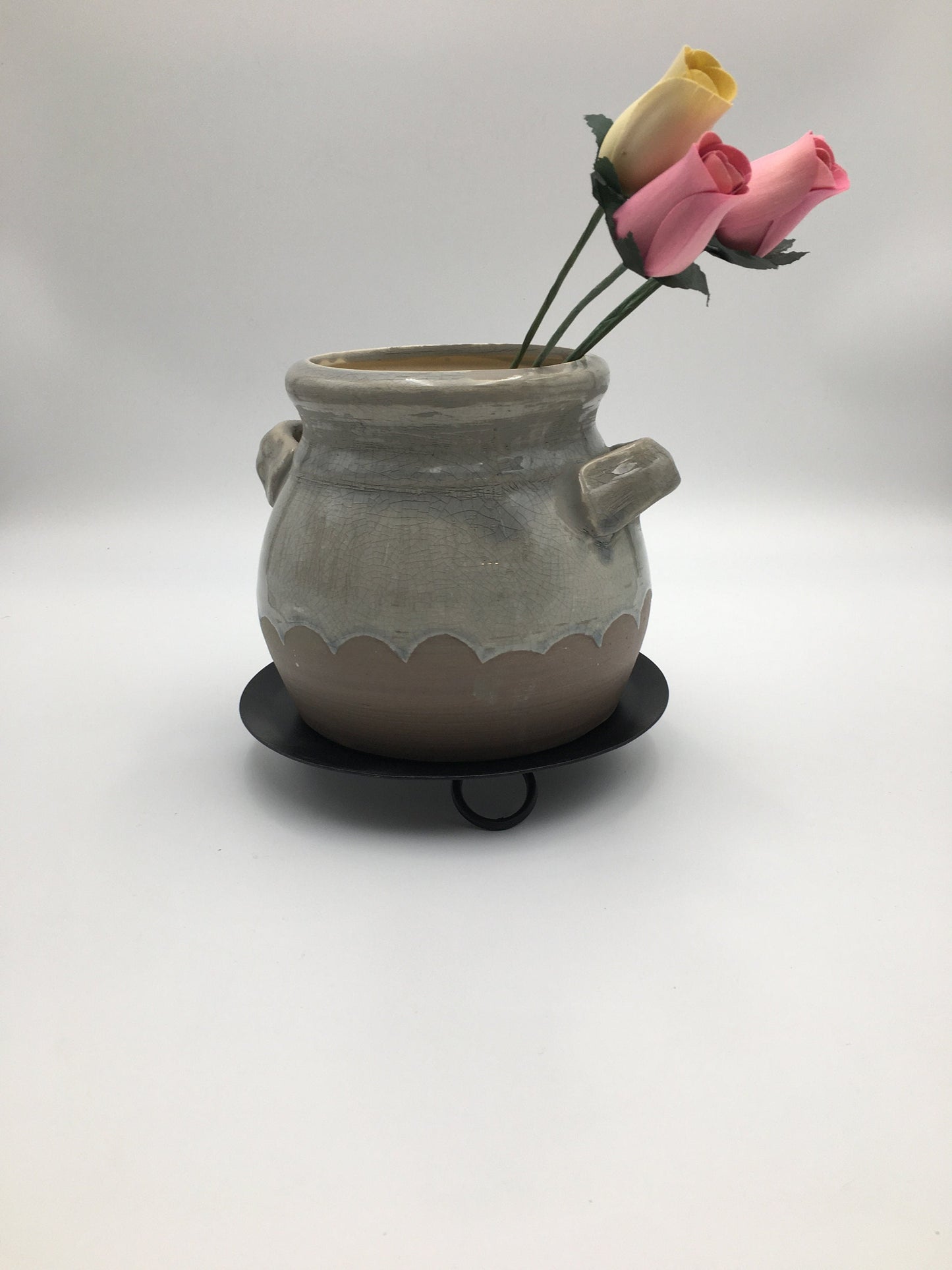 Wrought Iron Pillar Candle Holder Stand - 8" Diameter - Amish Made - Cake Stand