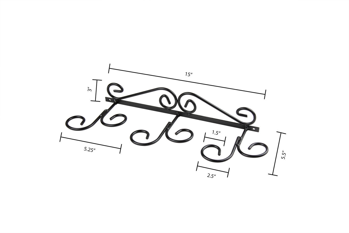 Wrought Iron Wine Glass Rack - Holds 6 Stemmed Glasses - Wall Mount - Amish Made in USA