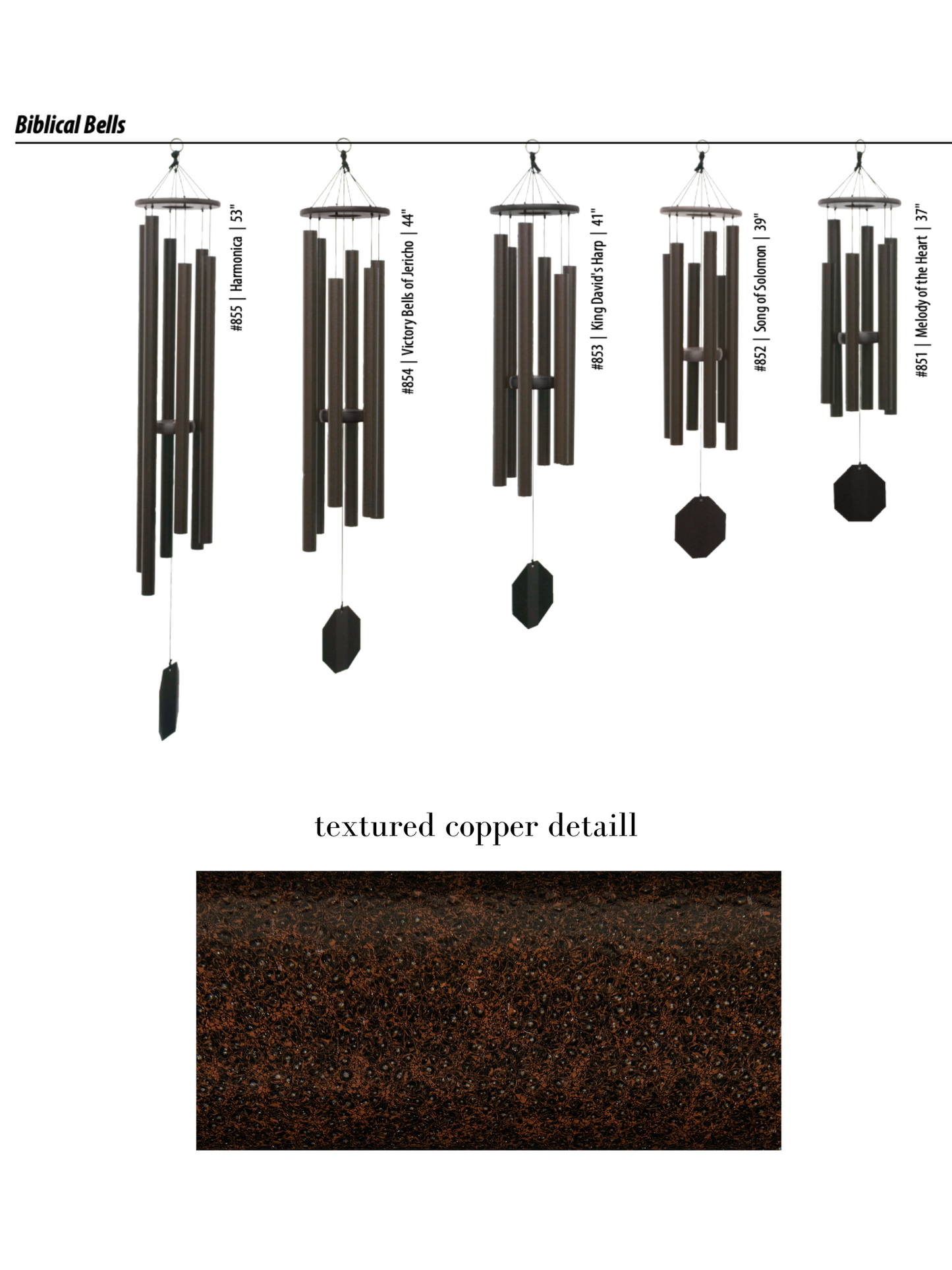 Wind Chimes Aluminum Tubes- Biblical Bells Series- Amish Made