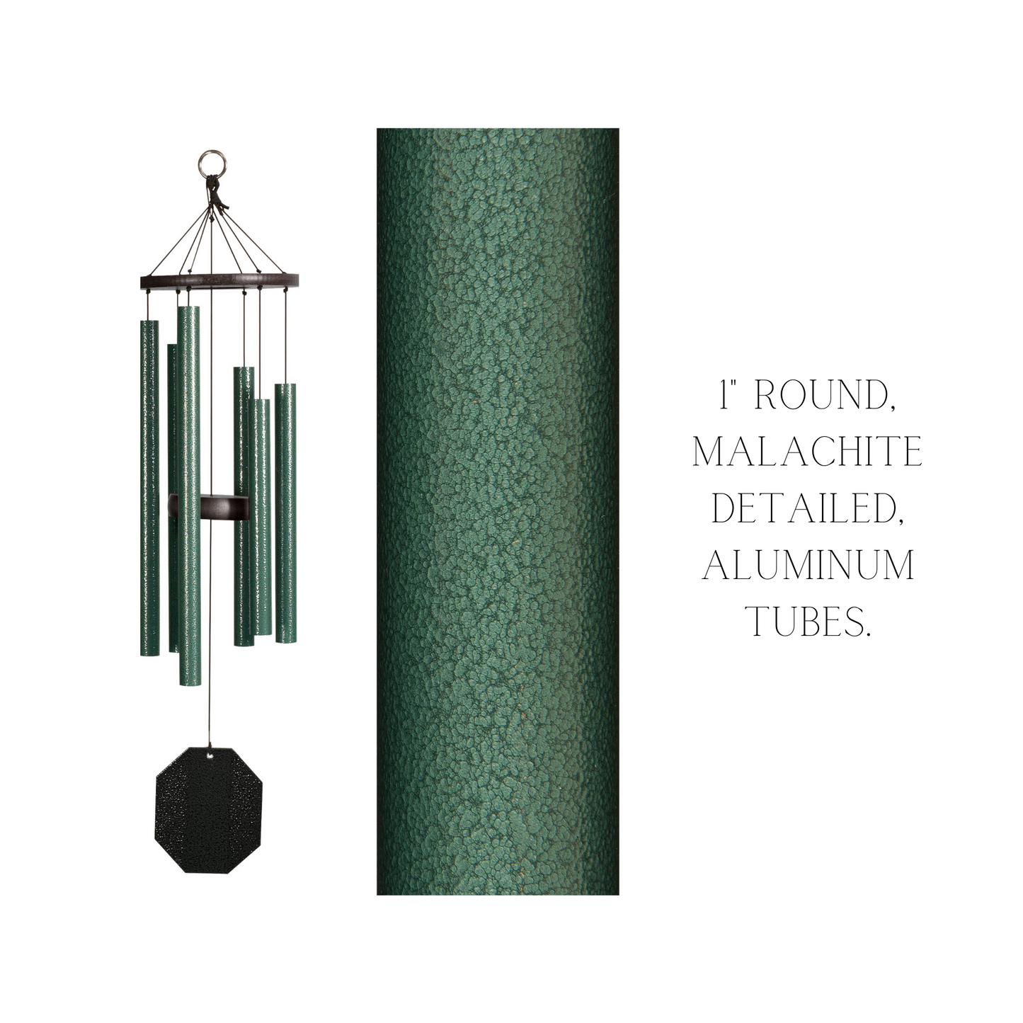 Wind Chimes, Green Aluminum Tubes, Outdoor Decor, Amish Handcrafted, Rustic Rhythms