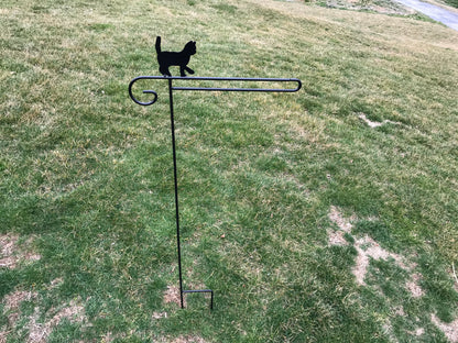 Amish Handmade Cat Flag Holder Stand - Heavy Duty Powder Coated Wrought Iron