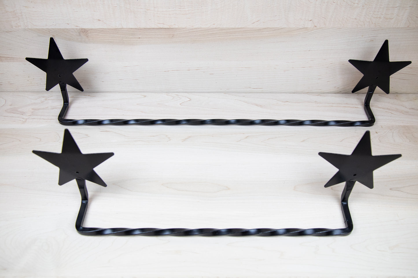 Twisted Star Towel Bar Wall Mount - Rustic - Wrought Iron - Amish made