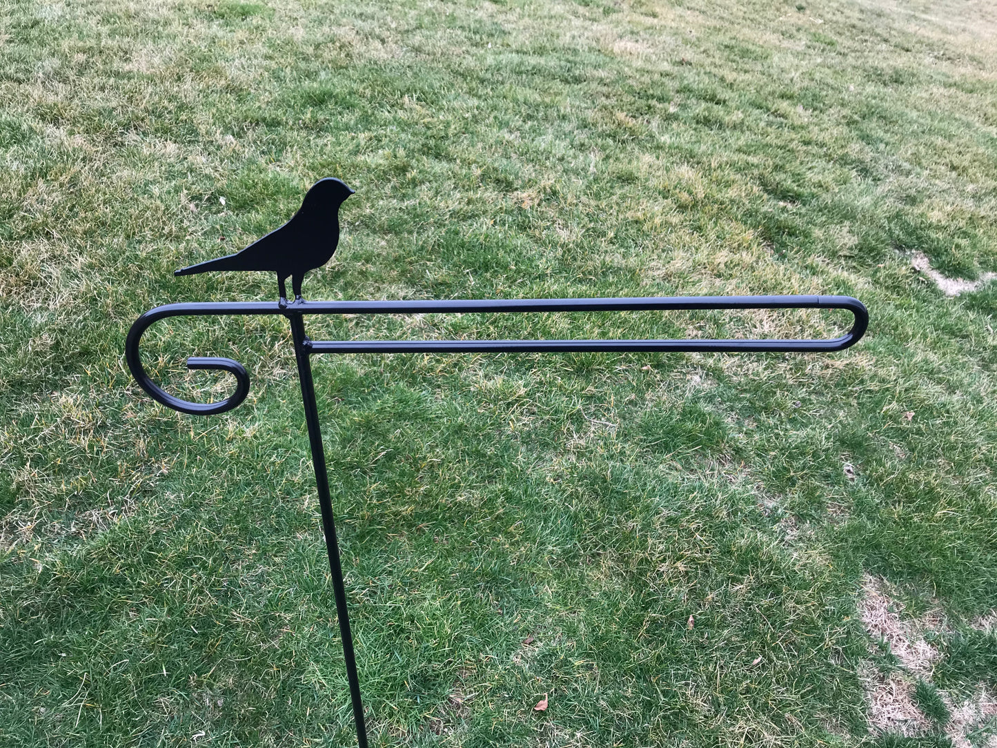 Flag Holder Stand - various designs - Powder Coated Wrought Iron - 36" above the ground - Amish made