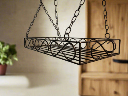 Wrought Iron Kitchen Pot Rack- Ceiling Mount- Amish Made