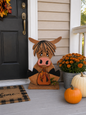 Amish Made Fall Highland Cow Porch Sitter and Yard Stake | Handmade Wooden Garden Decor | Rustic Fall Decor (Copy)