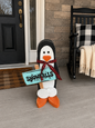 Amish Made Penguin Porch Sitter and Yard Stake | Handmade Christmas Garden Decor | Rustic Winter Decor