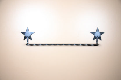 Twisted Star Towel Bar Wall Mount - Rustic - Wrought Iron - Amish made