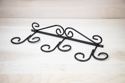 Wrought Iron Wine Glass Rack - Holds 6 Stemmed Glasses - Wall Mount - Amish Made in USA