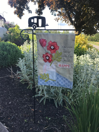 Flag Holder Stand - various designs - Powder Coated Wrought Iron - 36" above the ground - Amish made