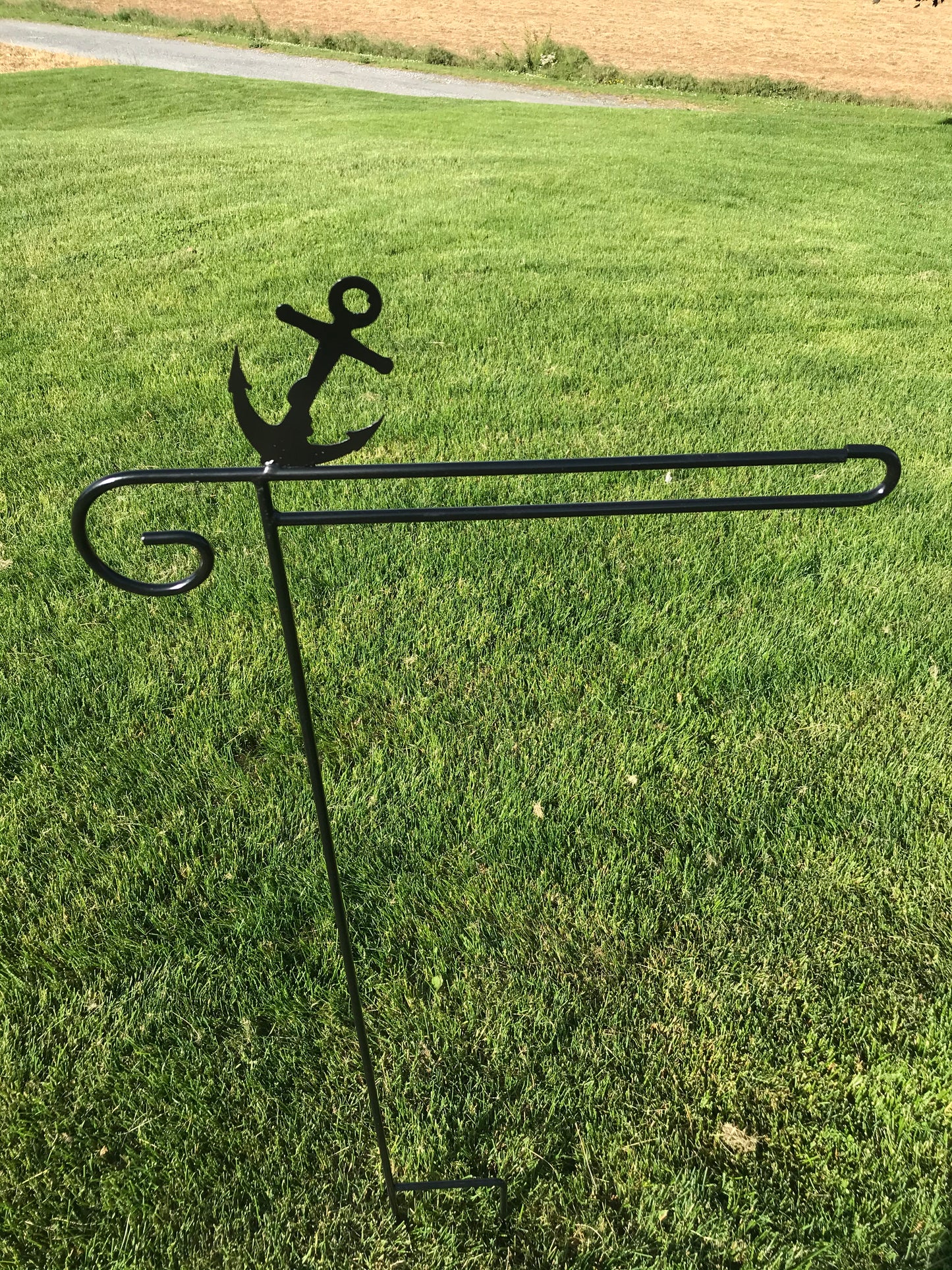 Flag Holder Stand - various designs - Powder Coated Wrought Iron - 36" above the ground - Amish made