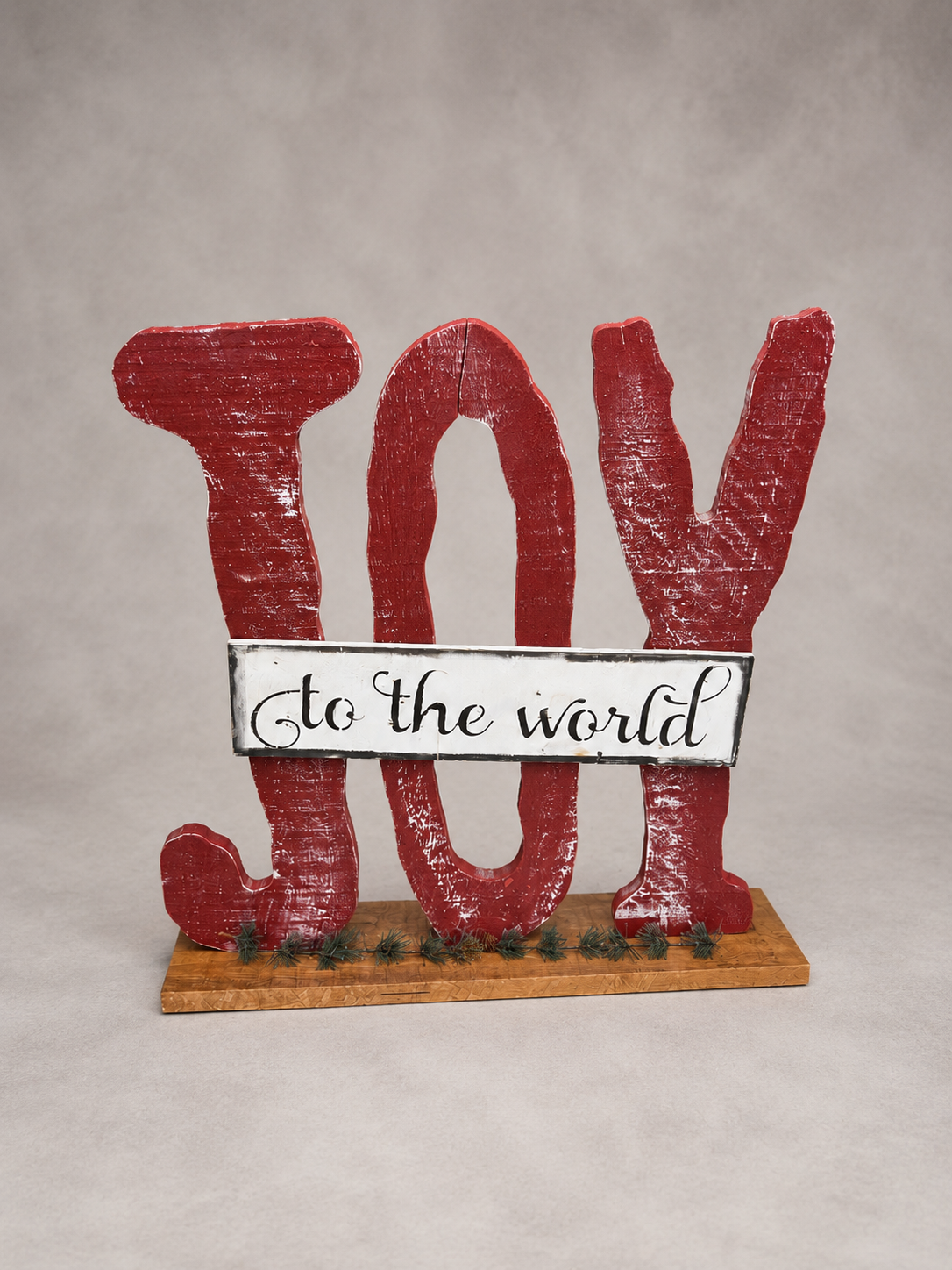 Amish Made JOY Porch Sitter and Yard Stake | Handmade Christmas Garden Decor | Rustic Winter Decor