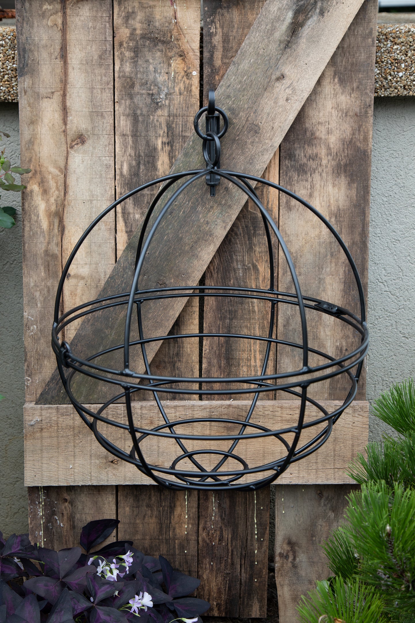 Hanging Wire Basket Plant Hanger - 18" - wrought iron - amish made