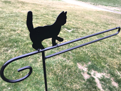 Flag Holder Stand - various designs - Powder Coated Wrought Iron - 36" above the ground - Amish made