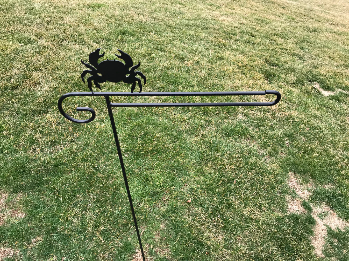 Flag Holder Stand - various designs - Powder Coated Wrought Iron - 36" above the ground - Amish made