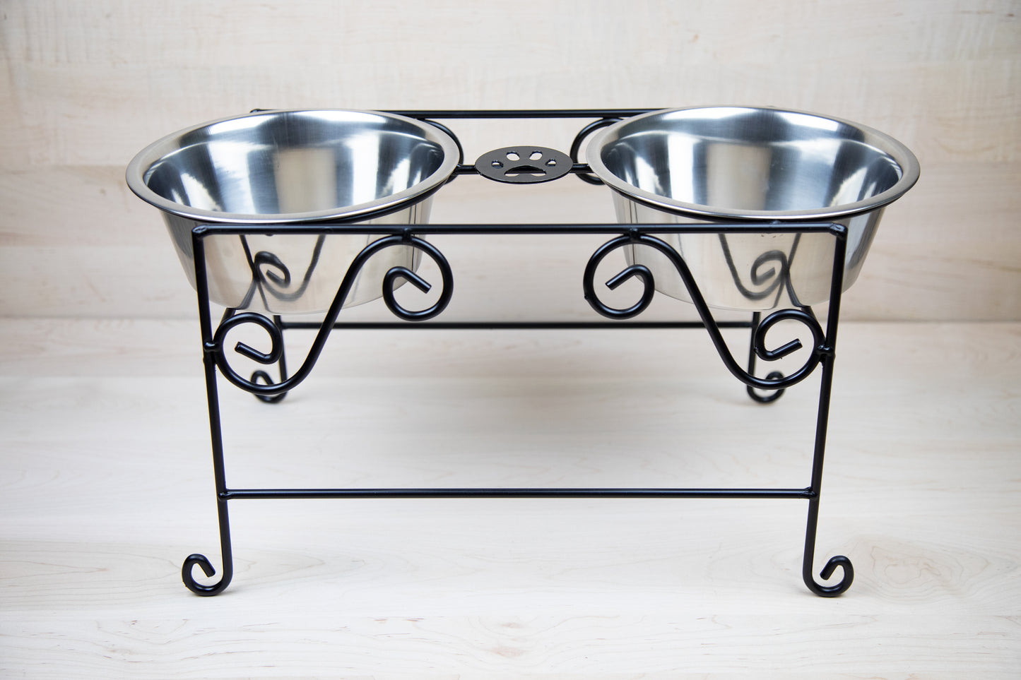 Wrought Iron Pet Feeder Double Bowl Powder Coated- Amish Made