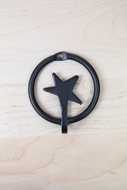 Amish Made Wall Mounted Hook – Heart & Star Accent Coat Hook, Bathroom Towel or Bath Robe Hanger, Kids Hat Hook, Closet hook, Key Holder