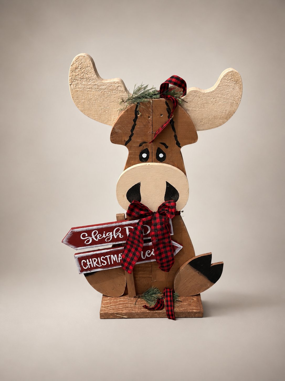 Amish Made Moose Porch Sitter and Yard Stake | Handmade Moose Garden Decor | Rustic Winter Decor
