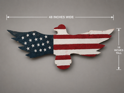 Amish Made Patriotic Eagle Wall Decor | Handmade American Flag Eagle | Rustic Americana Wall Art | 4th of July Porch Decoration