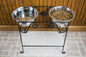 Wrought Iron Pet Feeder Double Bowl Powder Coated- Amish Made