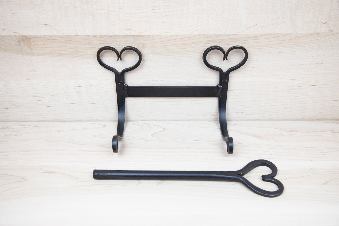 Wall mounted Toilet Paper Holder - Heart accents - wrought iron - Amish made