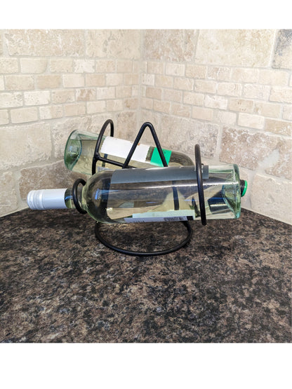 Wrought Iron Table Top Wine Rack 2 Bottle - Handcrafted in Lancaster Amish Country